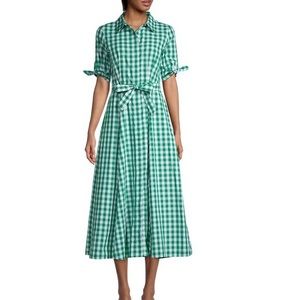 Green 💚 Gingham 🟢  Calvin Klein Tea Dress size 8